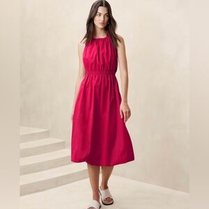 Banana Republic Bubble Hem Taffeta Midi Dress in Maui Rose Size LP. NWT